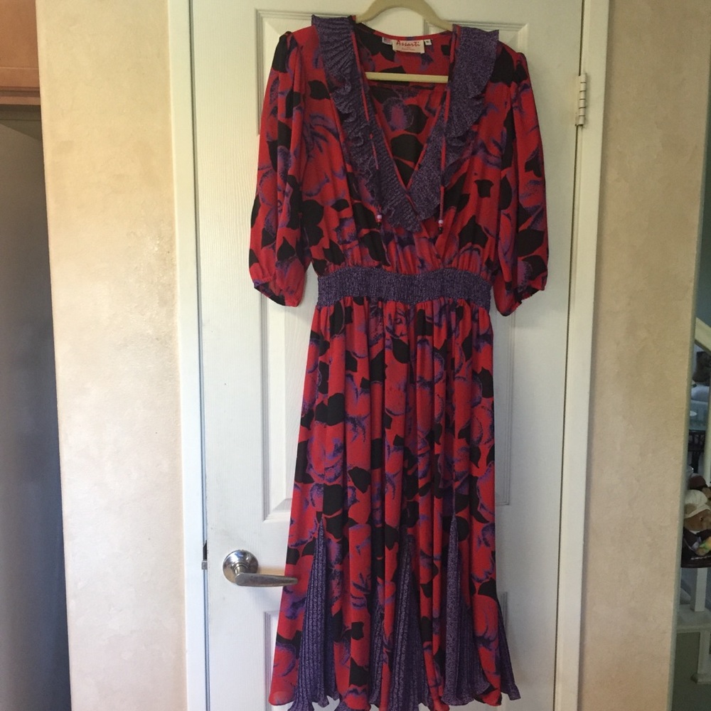 Vintage Assorti for Susan Freis Boho Dress Popping Colors Date Night Fun